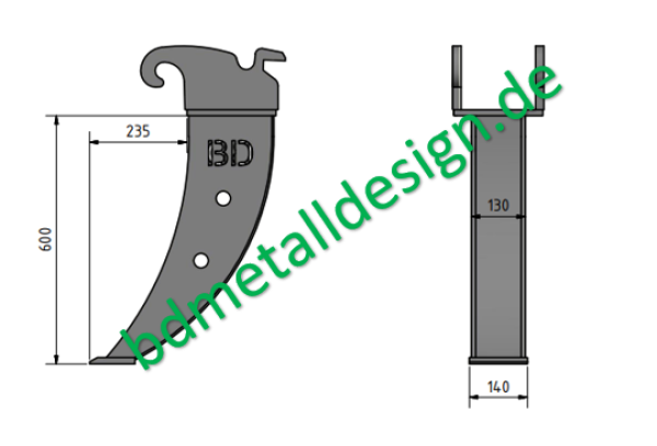 Drainagelöffel/ Kabellöffel 600x130 mit CW05 geschweißt